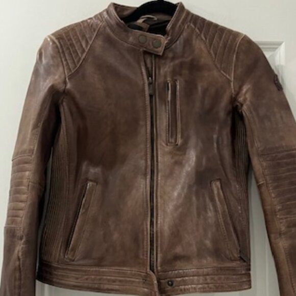 Vintage Brown Leather Motorcycle Jacket with Quilted Padding - Picture 2 of 7